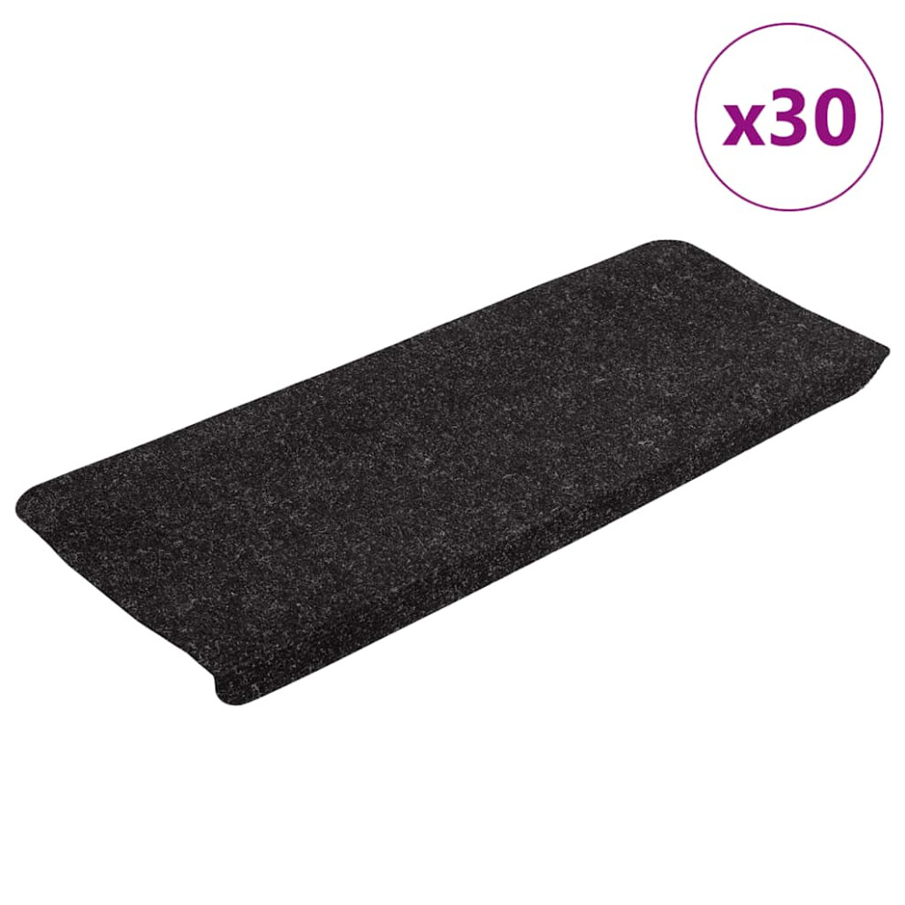 Vidaxl (Anthracite, 65 X 24.5 X 3.5 Cm/ 30 Pcs) Self-Adhesive Stair Mats Carpet Stair Treads Stair Step Protector Rug