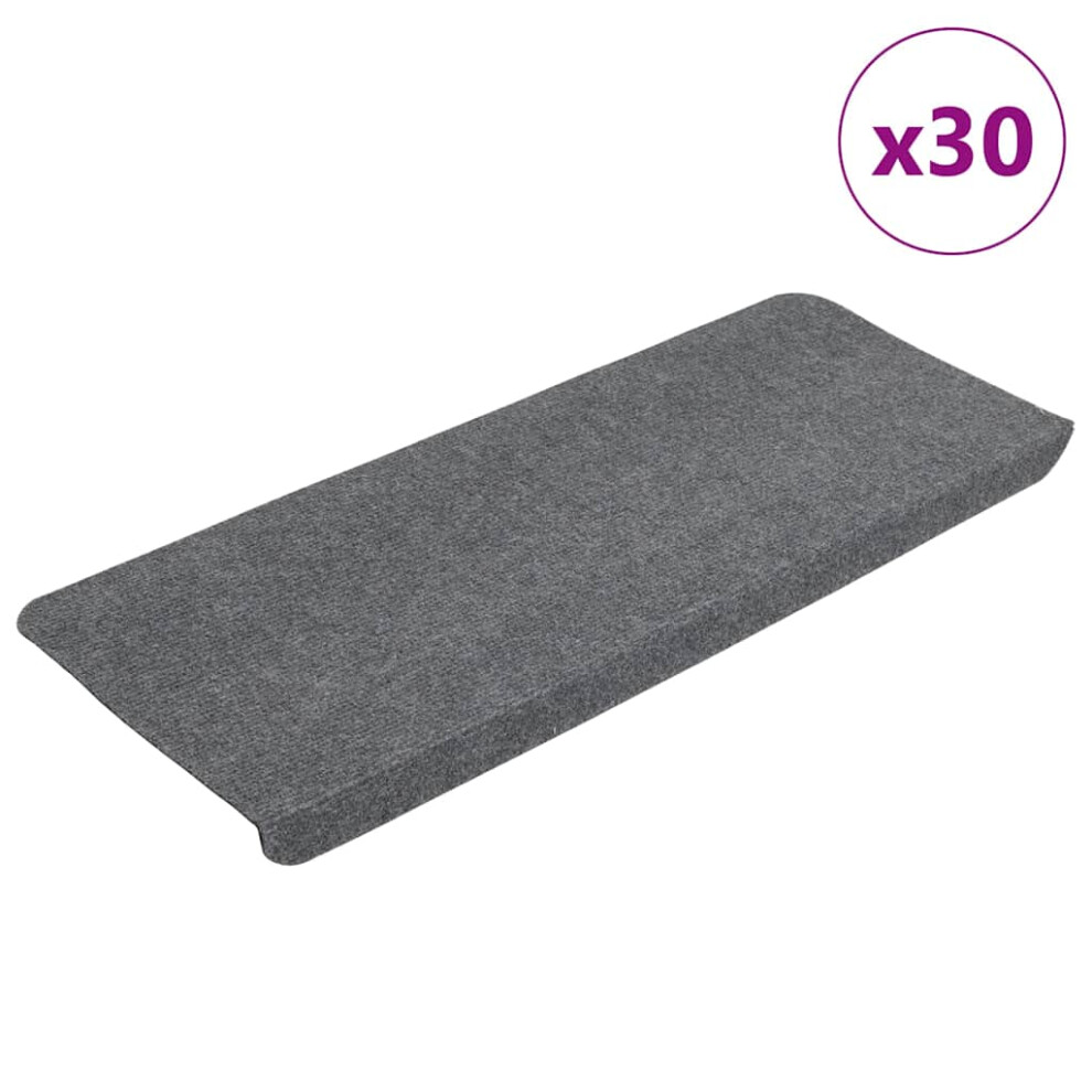 Vidaxl (Grey, 65 X 24.5 X 3.5 Cm/ 30 Pcs) Self-Adhesive Stair Mats Carpet Stair Treads Stair Step Protector Rug