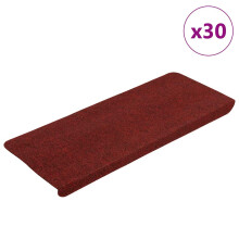 (red, 65 x 24.5 x 3.5 cm/ 30 pcs) vidaXL Self-adhesive Stair Mats Carpet Stair Treads Stair Step Protector Rug