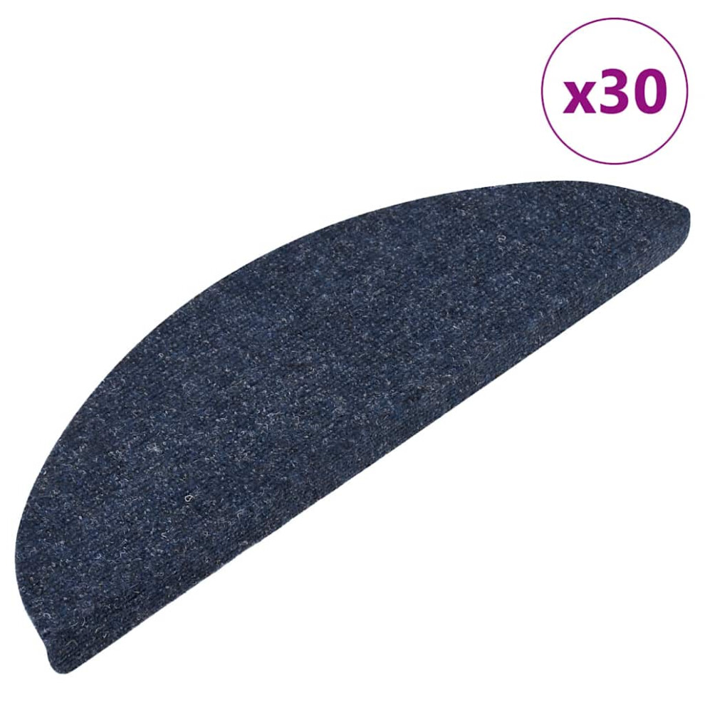 Vidaxl (Blue, 56 X 17 X 3 Cm/ 30 Pcs) Self-Adhesive Stair Mats Carpet Stair Treads Stair Step Protector Rug
