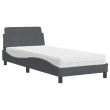 (dark grey) vidaXL Bed with Mattress Bed Base Home Mattress Foundation Bedstead Velvet
