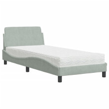 (light grey) vidaXL Bed with Mattress Bed Base Home Mattress Foundation Bedstead Velvet