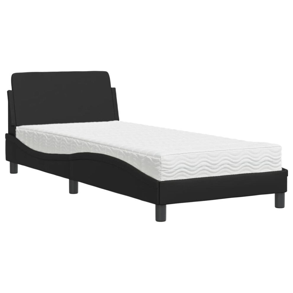 New Vidaxl (Black) Bed With Mattress Bed Base Mattress Foundation Bedstead Faux Leather Black 3208490