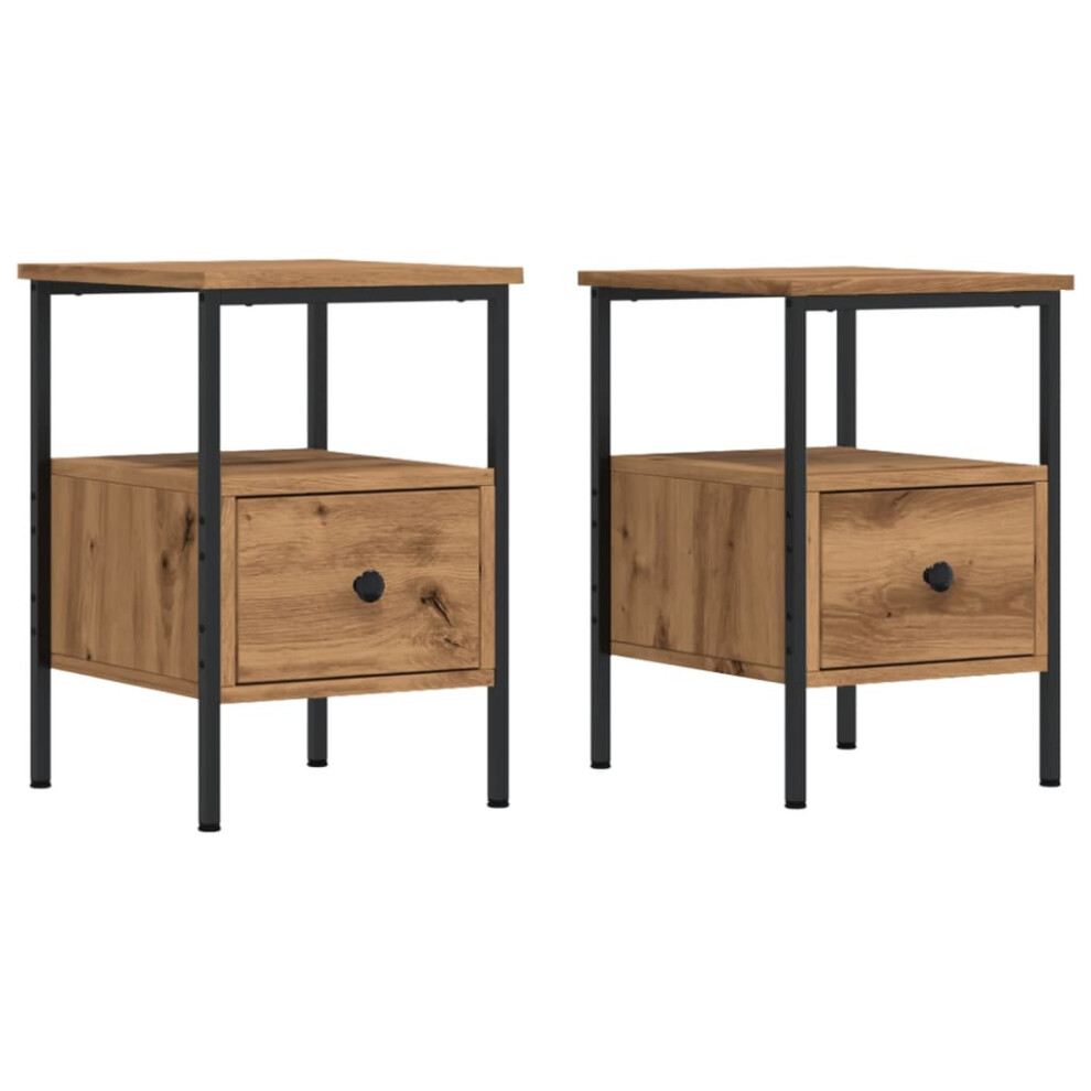 (2 pcs) vidaXL Bedside Cabinets Nightstand Bed Table 2 Pcs Artisan Oak Engineered Wood