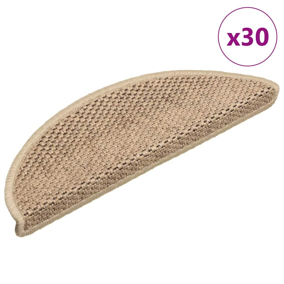 Vidaxl (Sand, 56 X 17 X 3 Cm/ 30 Pcs) Self-Adhesive Stair Mats Stair Treads Protector Rug Sisal-Look 15 Pcs