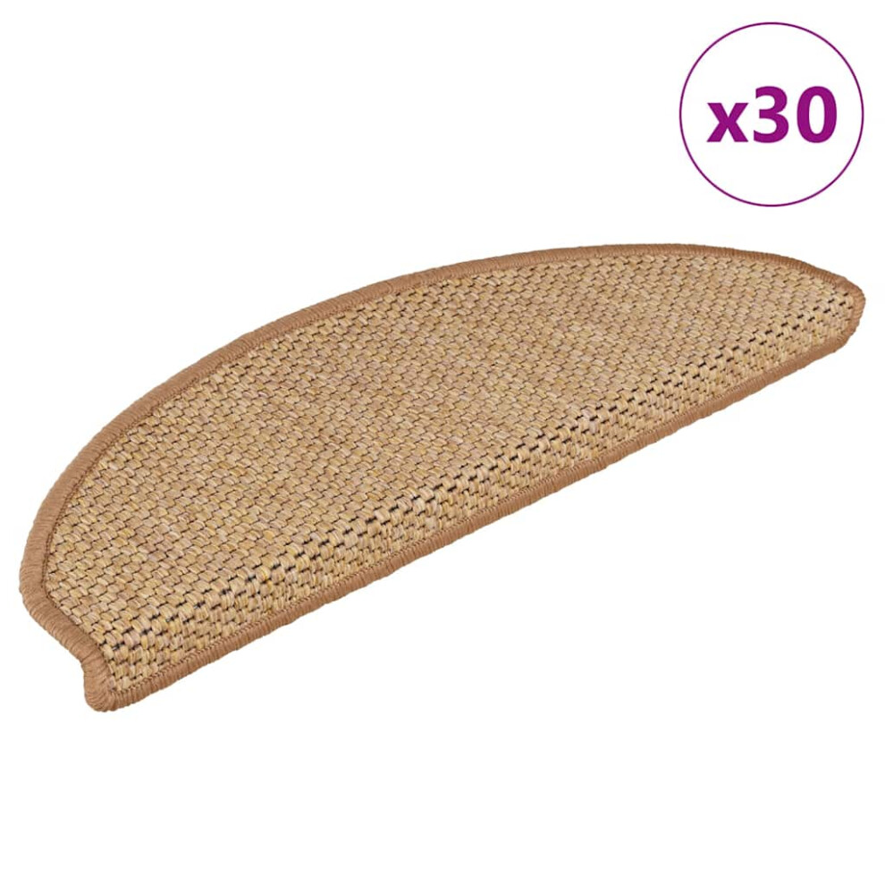 New Vidaxl (Sisal, 65 X 21 X 4 Cm/ 30 Pcs) Self-Adhesive Stair Mats Stair Treads Protector Rug Sisal-Look 15 Pcs Orange 3365877