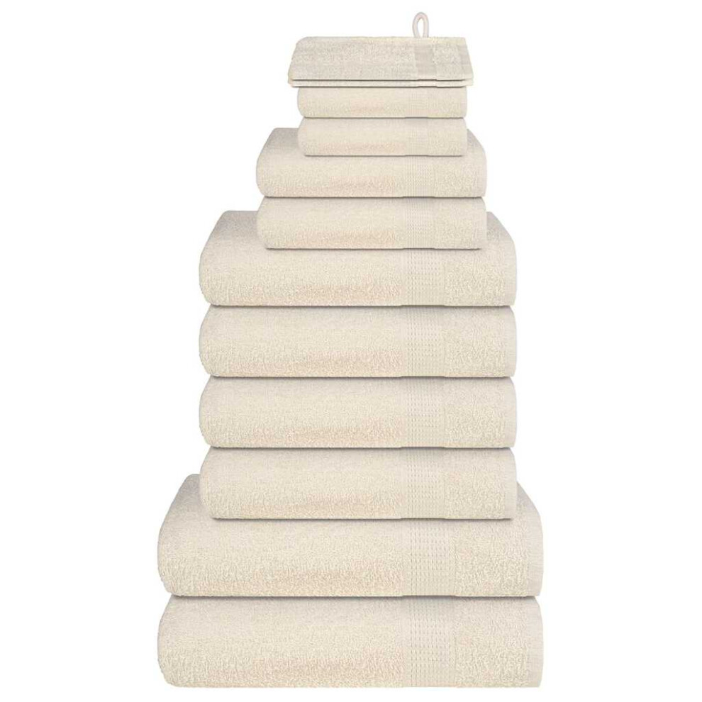Vidaxl (Cream) Towel Set Washroom Tea Towel Hand Towel Wash Towel 360 Gsm 100% Cotton