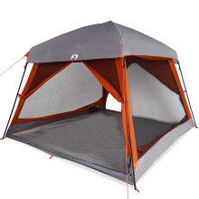 (grey and orange) vidaXL Family Tent Cabin 6-Person Grey and Orange Waterproof tent garden tent