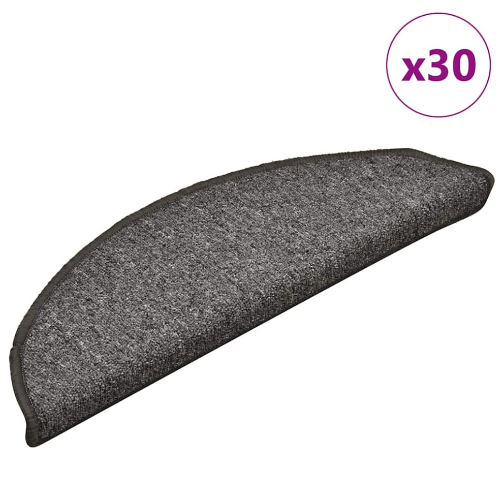 VIDAXL Half Round Stair Mats 30 Piece Set 56x17x3 cm in Dark Grey - Image 2