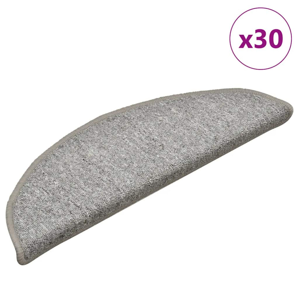 Vidaxl Stair Mats 30 Pcs 56X17x3 Cm Light Grey Half Round, Grey - Image 2