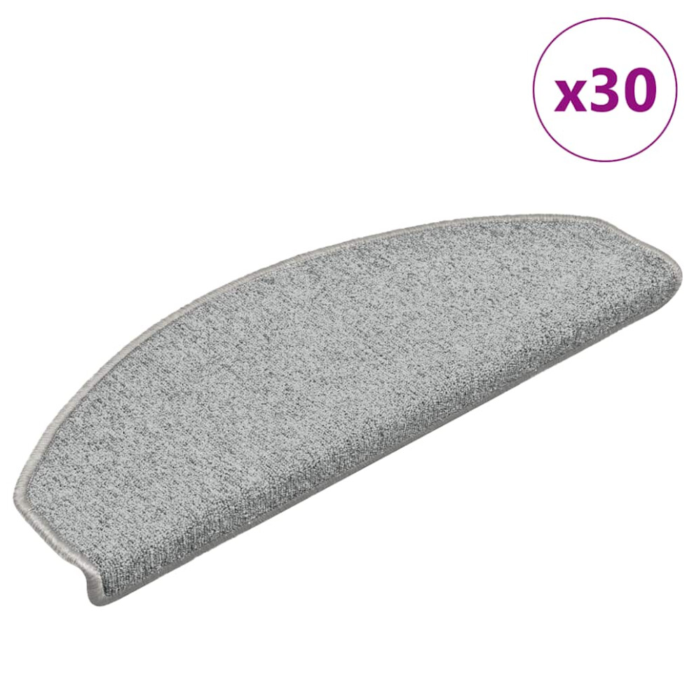 Vidaxl Stair Mats 30 Pcs 65X24x4 Cm Light Grey Half Round Large, Grey - Image 2