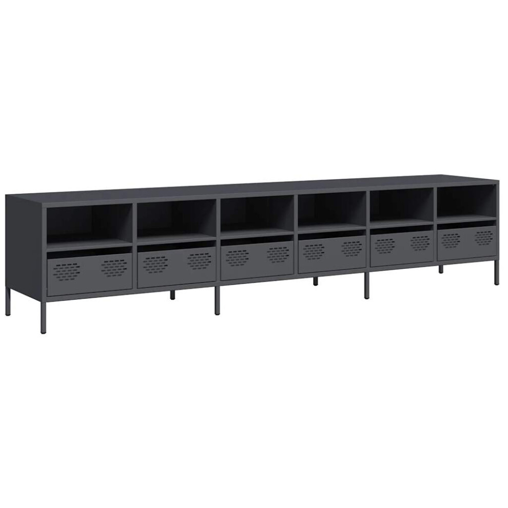 Vidaxl (Anthracite) Tv Cabinet Olive Green 202X39x43.5 Cm Cold-Rolled Steel Tv Stand