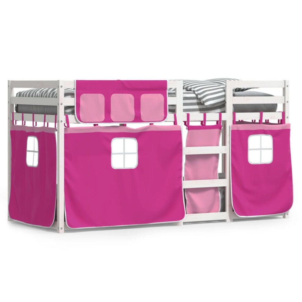 New Vidaxl (White And 90 X 200 Cm) Bunk Bed With Curtains Kids Twin Sleeper Blue 90X190 Cm Solid Wood Pine Pink 3283897