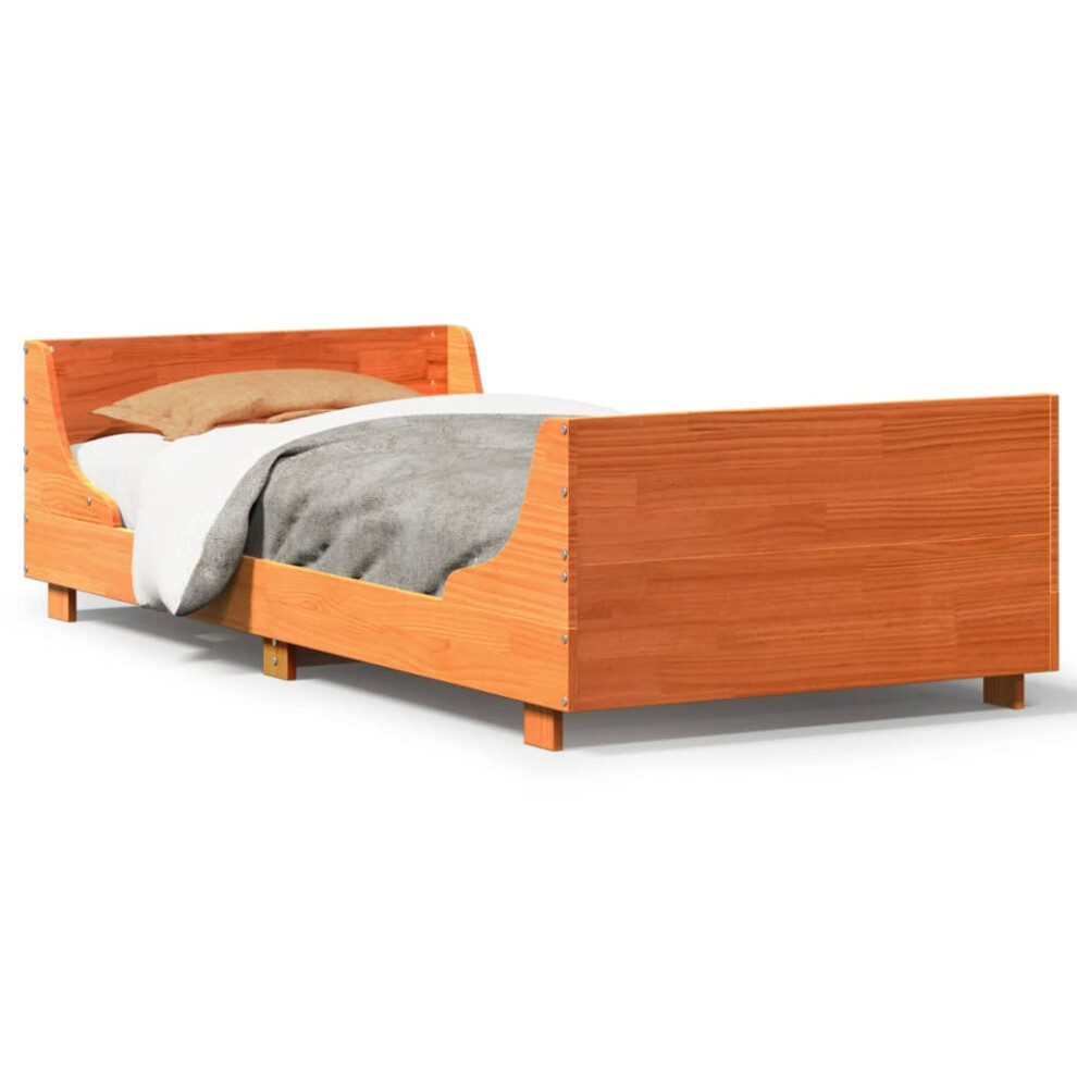 Vidaxl (Wax Brown, 90 X 200 Cm) Bed Frame With Headboard Home Bed Base White 140X200 Cm Solid Wood Pine