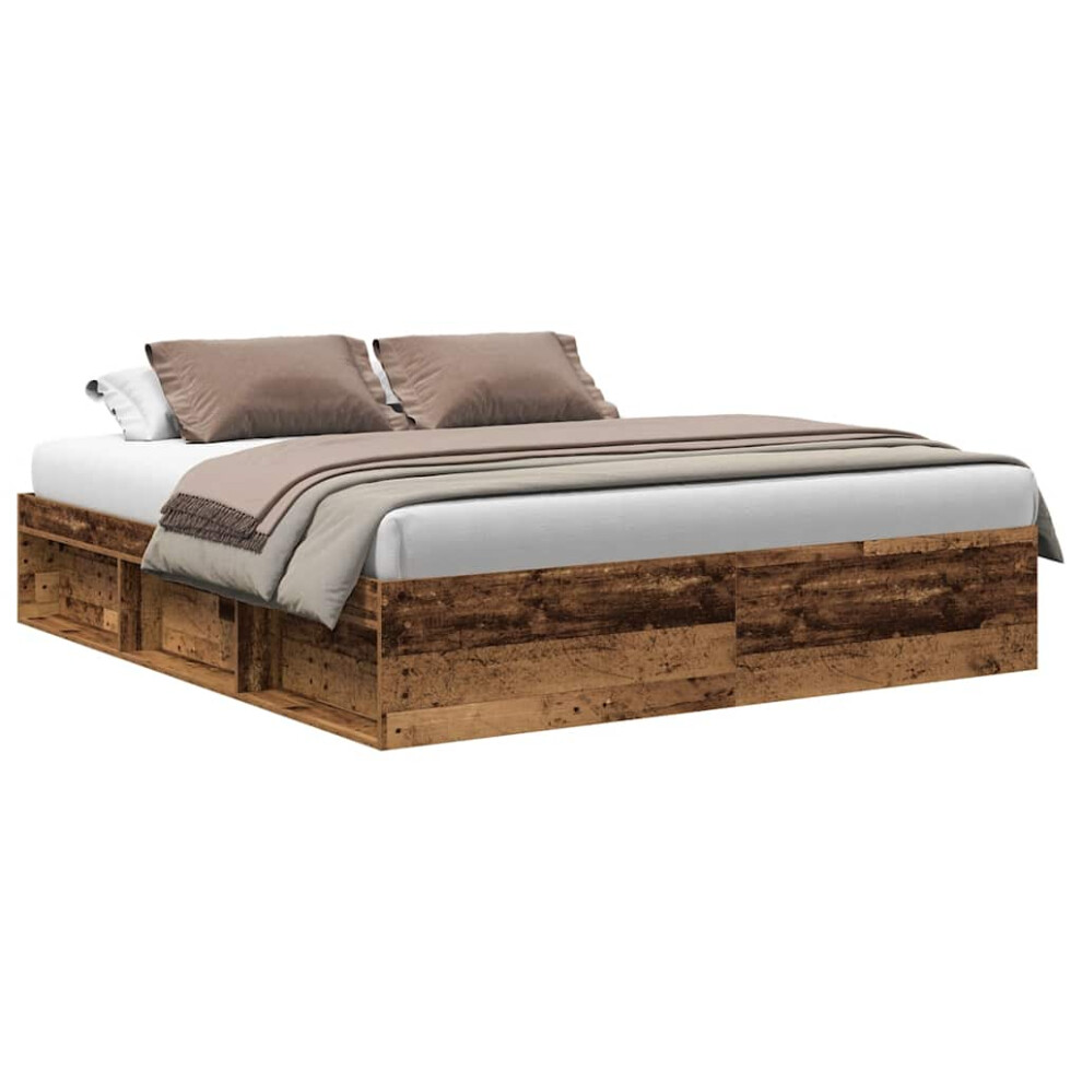 Vidaxl (Old Wood, 200 X 200 Cm) Bed Frame Bedroom Mattress Foundation Guest Room Bedstead Bed Base