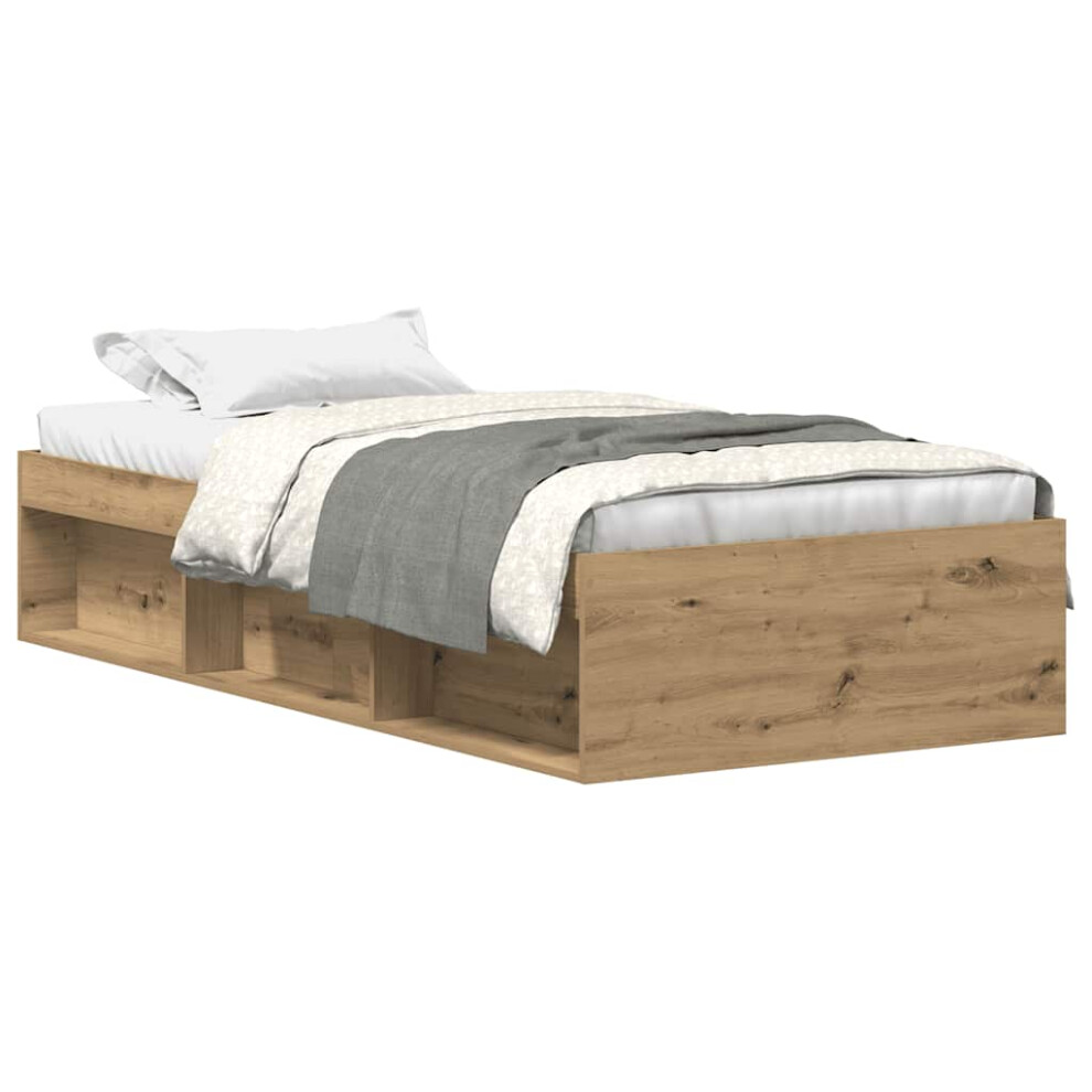 Vidaxl (Artisan Oak, 90 X 190 Cm) Bed Frame Bedroom Mattress Foundation Guest Room Bedstead Bed Base
