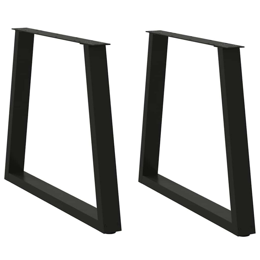 Vidaxl Dining Table Leg - Set Of 2 - Black - Powder-Coated Steel - Standard, Black - Image 2