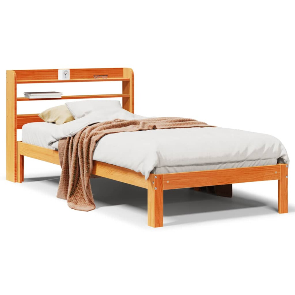 (wax brown) vidaXL Bed Frame With Headboard Bed Base 90x190 Cm Single Solid Wood Pine