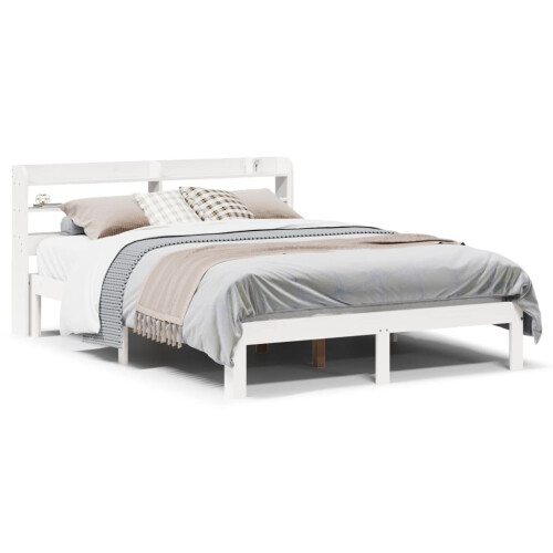 VidaXL (white) vidaXL Bed Frame with Headboard Bed Base 90x190 cm Single Solid Wood Pine 1