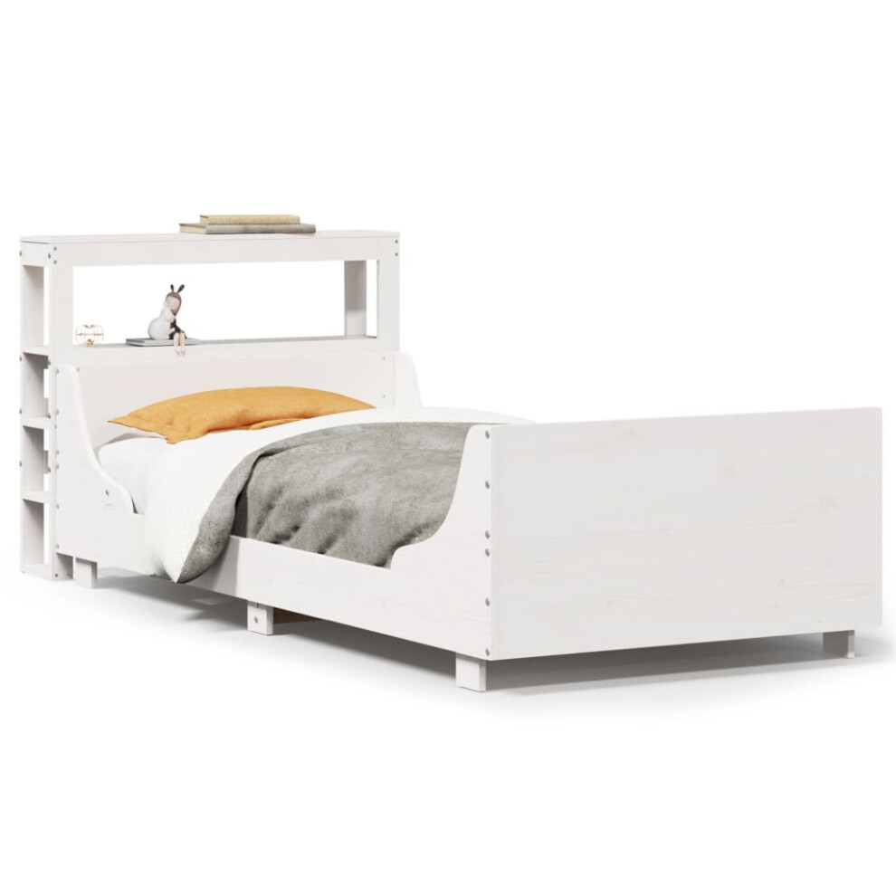 Vidaxl (White, 90 X 200 Cm) Bed Frame With Headboard Bed Base Bedstead 200X200 Cm Solid Wood Pine