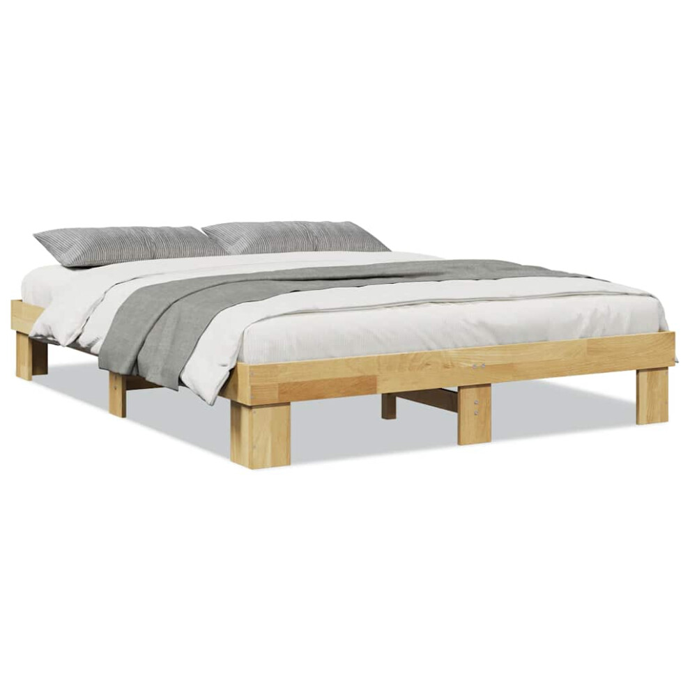 Vidaxl (135 X 190 Cm) Bed Frame Without Mattress 80X200 Cm Solid Wood Oak Bedroom Furniture