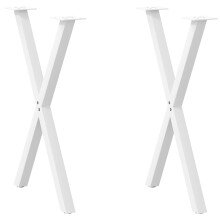 (white, 57 x (72-73) cm (40 mm)/ 2 pcs) vidaXL Dining Table Legs X-Shaped Desk Legs Kitchen Metal Furniture Legs Steel