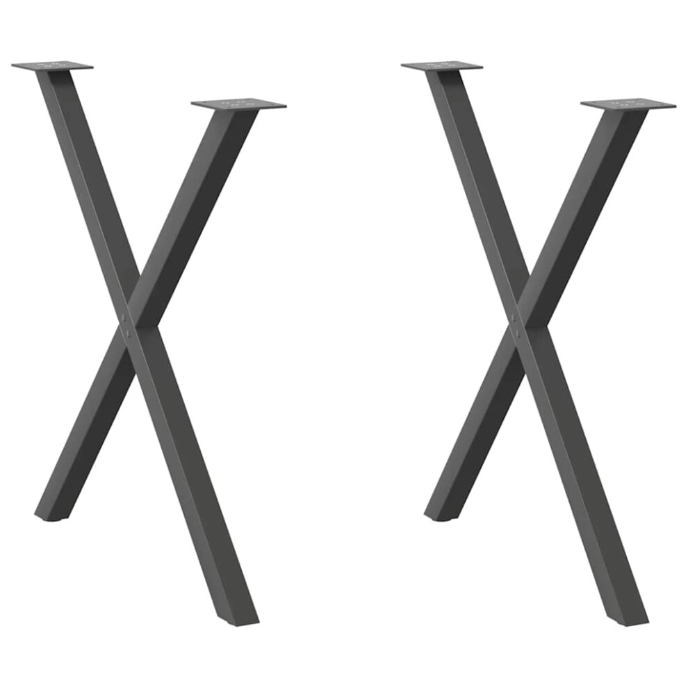 Vidaxl Dining Table Legs X-Shaped 2 Pcs Anthracite 70X(72-73) Cm Steel - Black, Black - Image 2