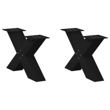 (black, 60 x (30-31) cm (80 mm)/ 2 pcs) vidaXL Dining Table Legs X-Shaped Desk Legs Kitchen Metal Furniture Legs Steel