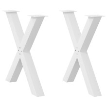 (white, 70 x (72-73) cm (80 mm)/ 2 pcs) vidaXL Dining Table Legs X-Shaped Desk Legs Kitchen Metal Furniture Legs Steel
