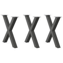 (anthracite, 80 x (72-73) cm (80 mm)/ 3 pcs) vidaXL Dining Table Legs X-Shaped Desk Legs Kitchen Metal Furniture Legs Steel