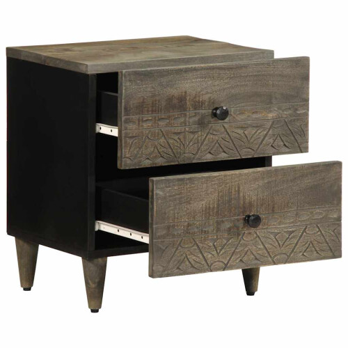 VidaXL (2 pcs) vidaXL Bedside Cabinets 2 pcs Light Grey 40x33x46 cm Solid Wood Mango 2