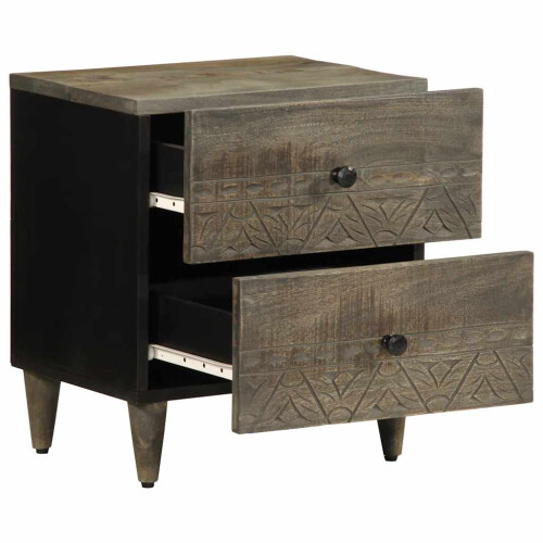 VidaXL (1 pcs) vidaXL Bedside Cabinets 2 pcs Light Grey 40x33x46 cm Solid Wood Mango 1