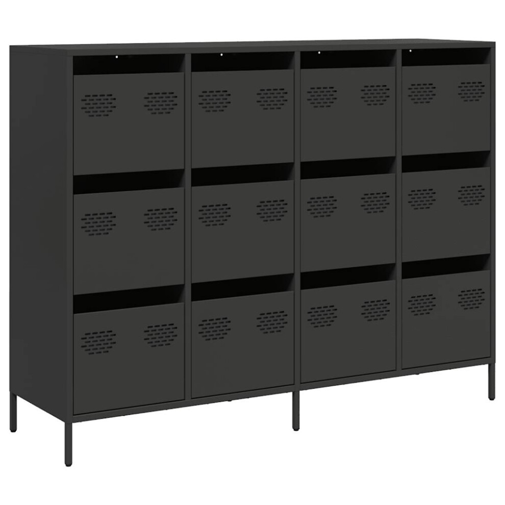 (black) vidaXL Sideboard Black 135x39x103.5 Cm Cold-rolled Steel Storage Cabinet