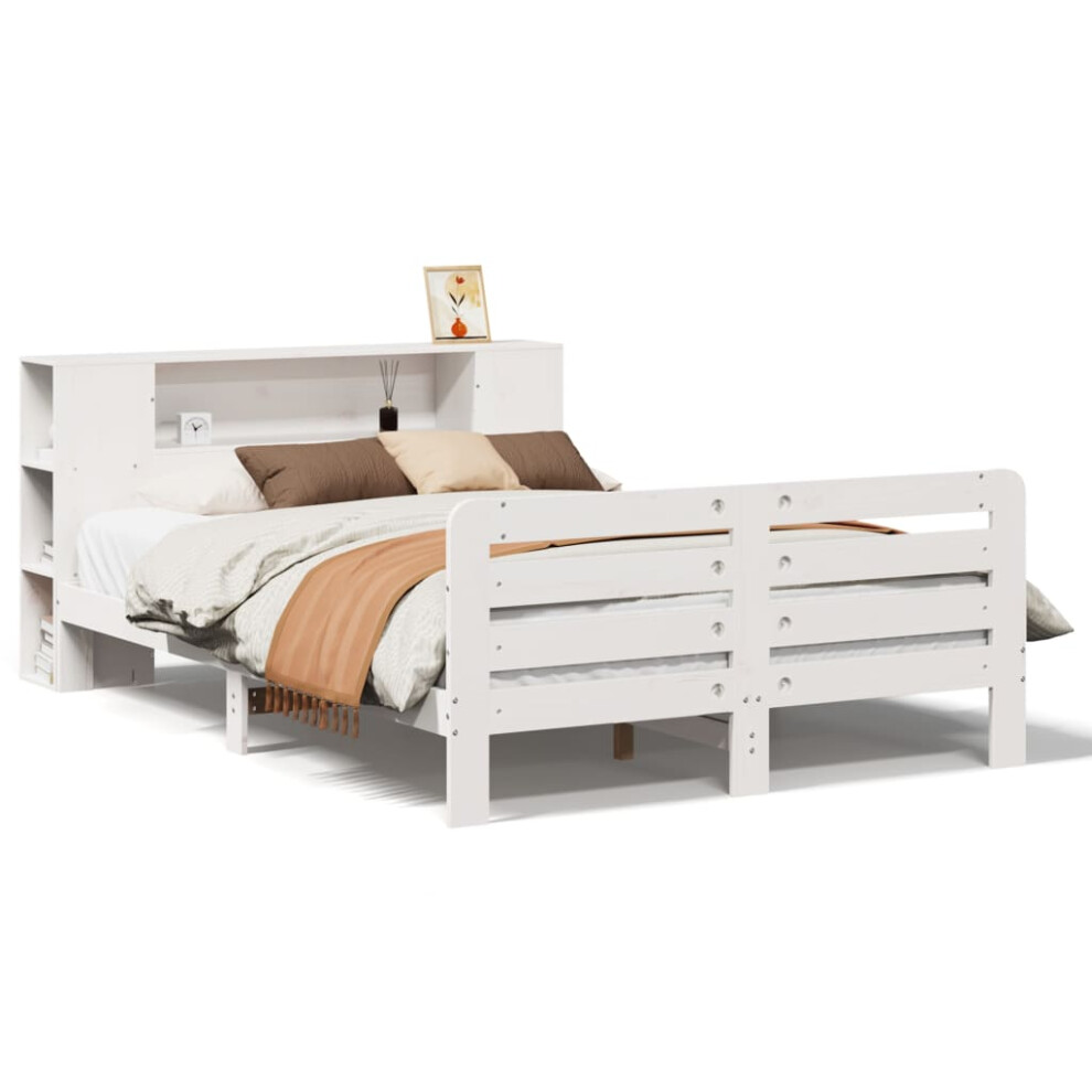 Vidaxl (White, 160 X 200 Cm) Bed Frame Without Mattress Bed Base Bedstead White Solid Wood Pine