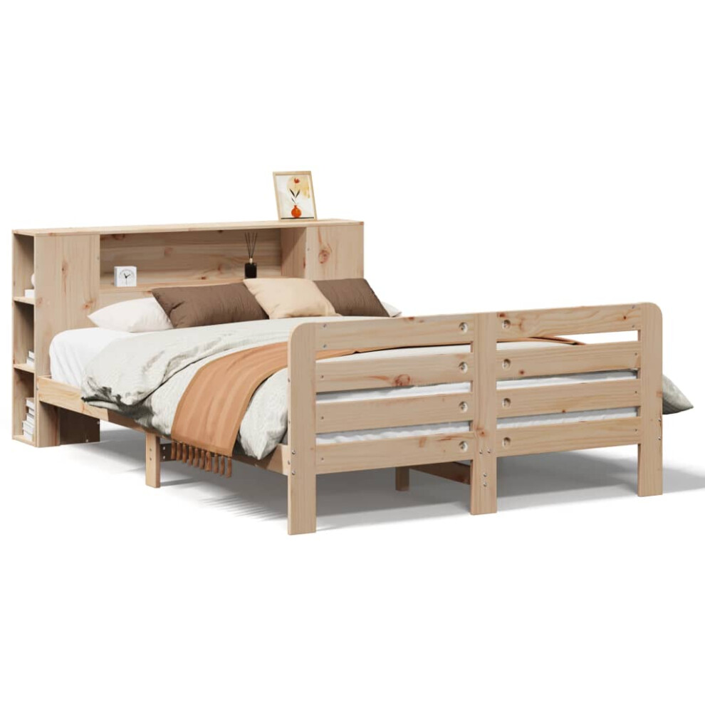 Vidaxl (Natural, 135 X 190 Cm) Bed Frame Without Mattress Bed Base Bedstead White Solid Wood Pine