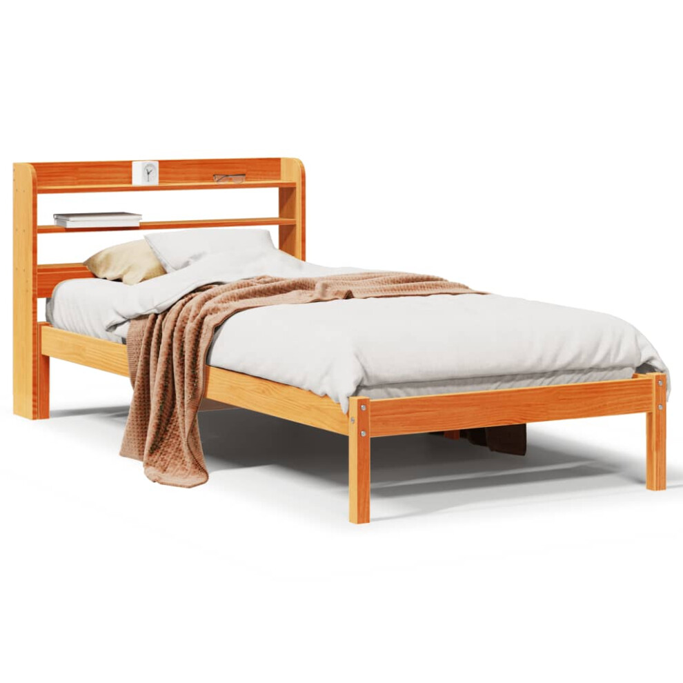 Vidaxl (Wax Brown, 100 X 200 Cm) Bed Frame With Headboard Wax Brown 135X190 Cm Double Solid Wood Pine