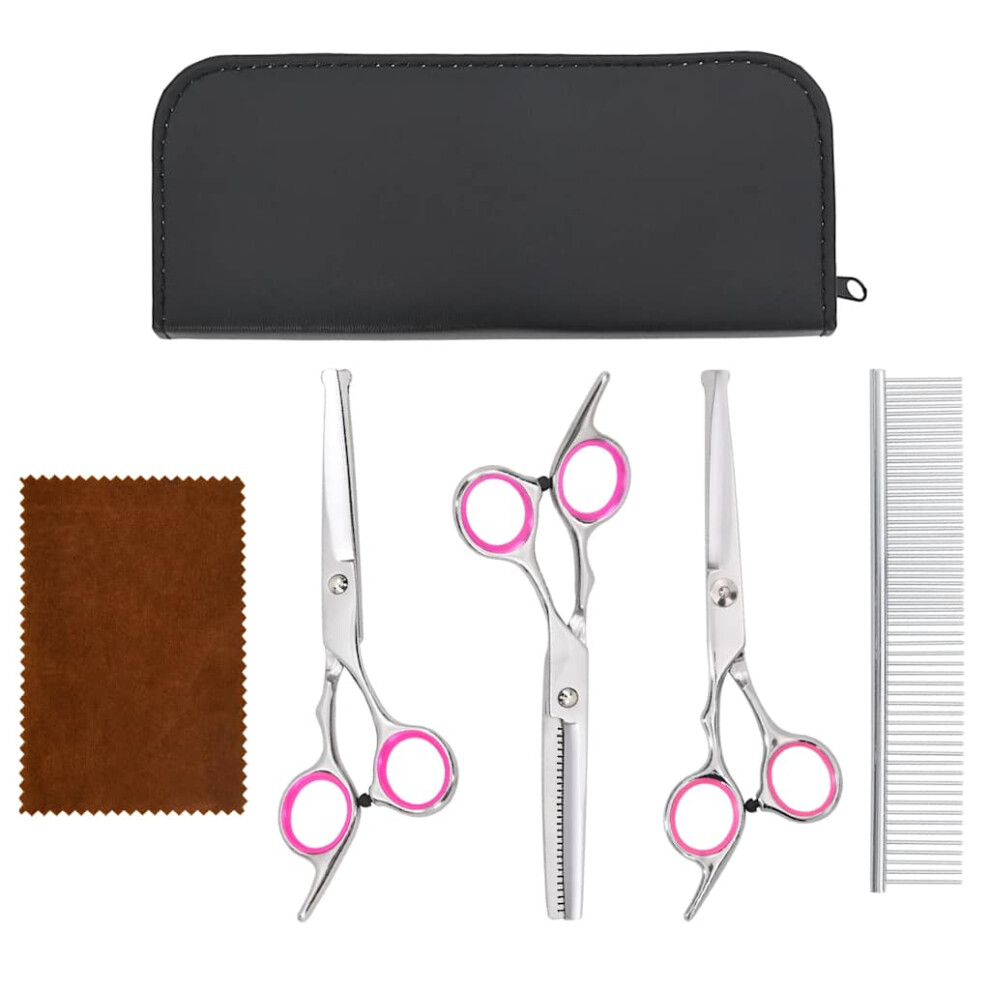 (4 pcs) vidaXL 6 Piece Dog Grooming Scissors Set Stainless Steel dog grooming scissor