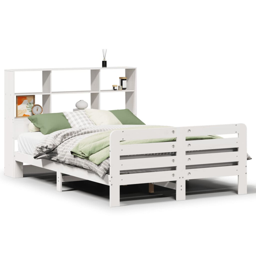 Vidaxl (White, 160 X 200 Cm) Bed Frame Without Mattress Home Bed Base 160X200 Cm Solid Wood Pine
