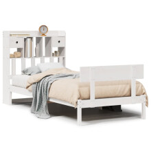 (white, 90 x 200 cm) vidaXL Bookcase Bed without Mattress Bed 90x190 cm Single Solid Wood Pine