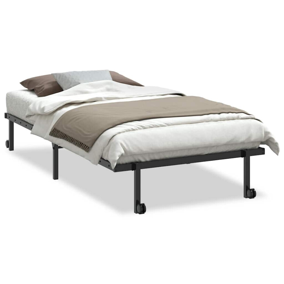 Vidaxl (Black, 100 X 190 Cm) Bed Frame Without Mattress Foldable White 90X190 Cm Steel