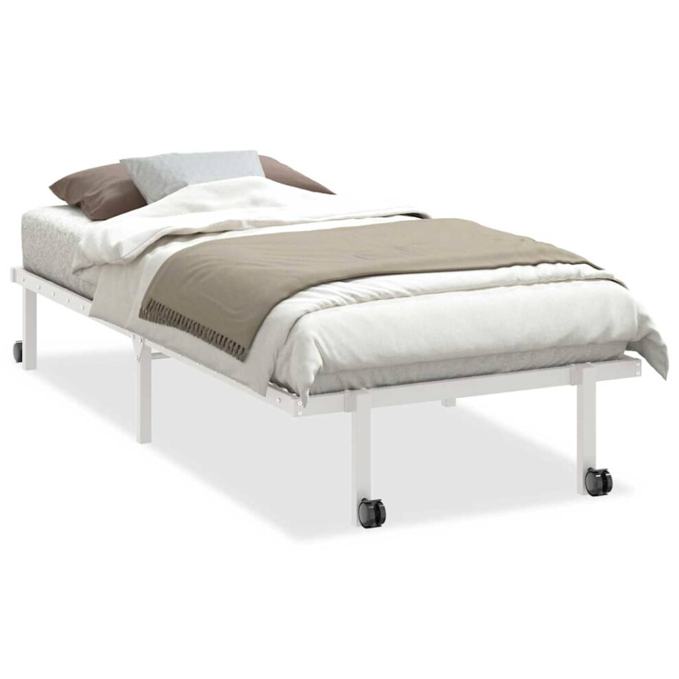 Vidaxl (White, 90 X 200 Cm) Bed Frame Without Mattress Foldable White 90X190 Cm Steel