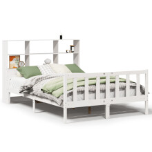 (white, 160 x 200 cm) vidaXL Bookcase Bed without Mattress White 135x190 cm Double Solid Wood Pine