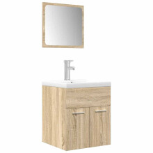 (sonoma oak) vidaXL 3 Piece Bathroom Furniture Set Concrete Grey Engineered Wood