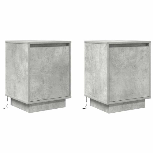 VidaXL (concrete grey) vidaXL Bedside Cabinets with LED Lights 2 pcs Brown Oak 38x34x50 cm 2