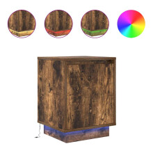 (smoked oak) vidaXL Bedside Cabinets with LED Lights 2 pcs Brown Oak 38x34x50 cm