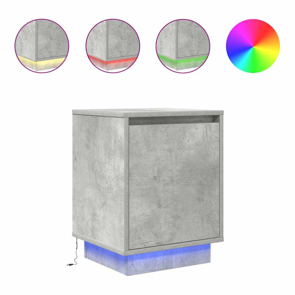 Vidaxl (Concrete Grey) Bedside Cabinets With Led Lights 2 Pcs Brown Oak 38X34x50 Cm