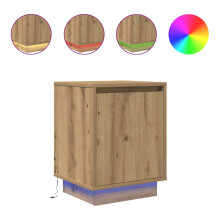 (artisan oak) vidaXL Bedside Cabinets with LED Lights 2 pcs Brown Oak 38x34x50 cm