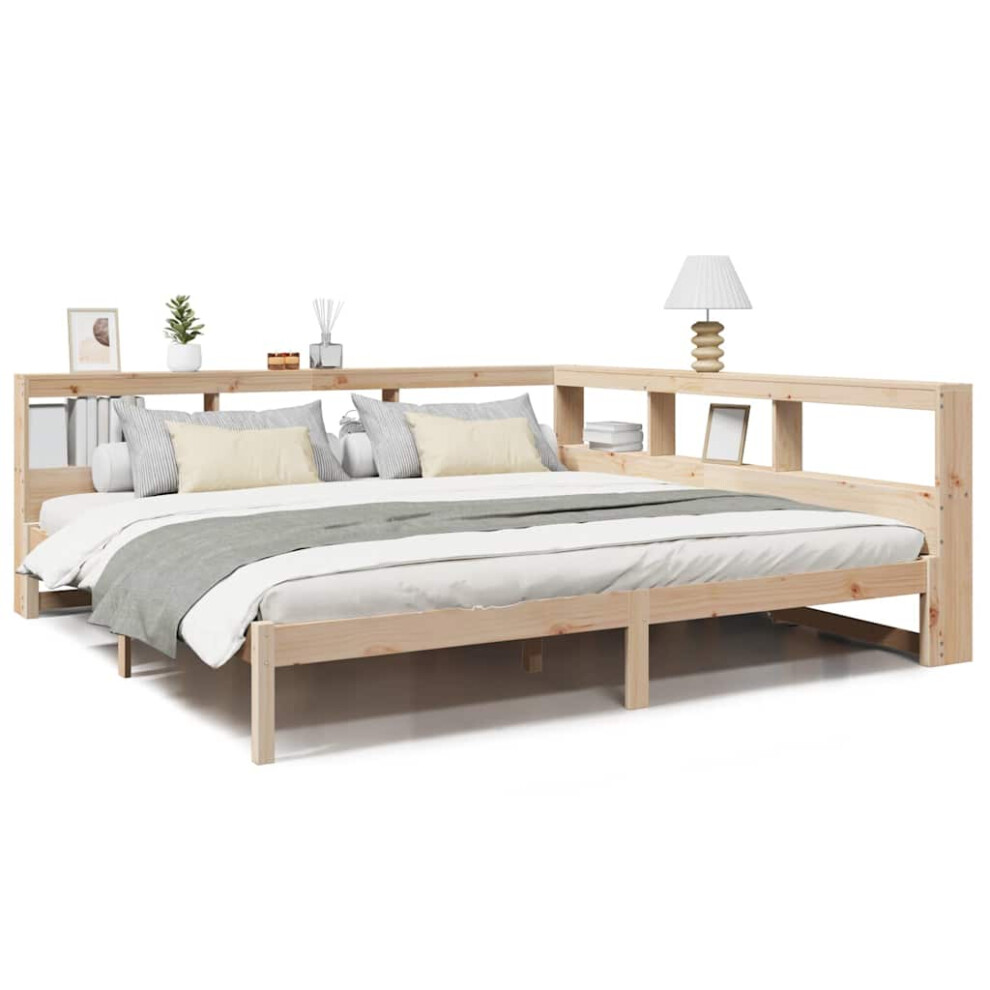 (natural, 200 X 200 cm) vidaXL Bookcase Bed Without Mattress White 135x190 Cm Solid Wood Pine Bed