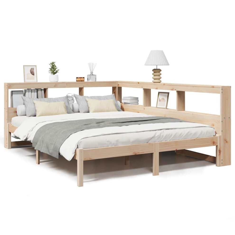 (natural, 150 X 200 cm) vidaXL Bookcase Bed Without Mattress White 135x190 Cm Solid Wood Pine Bed