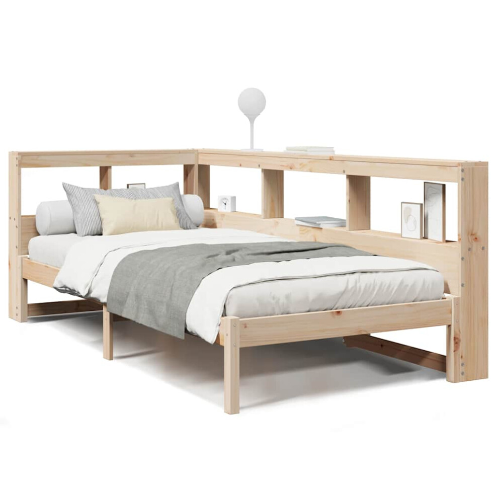 Vidaxl (Natural, 90 X 190 Cm) Bookcase Bed Without Mattress White 135X190 Cm Solid Wood Pine Bed Brown